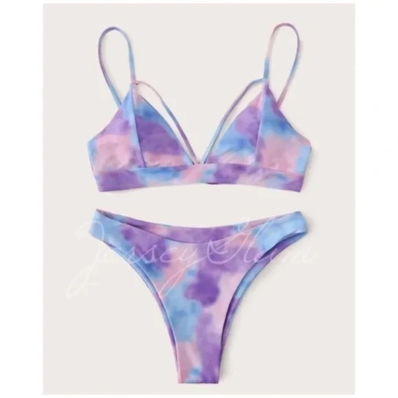 CLEARANCE Tie Dye Harness Strappy 2Pc Bikini Swimsuit - Picture 1 of 5